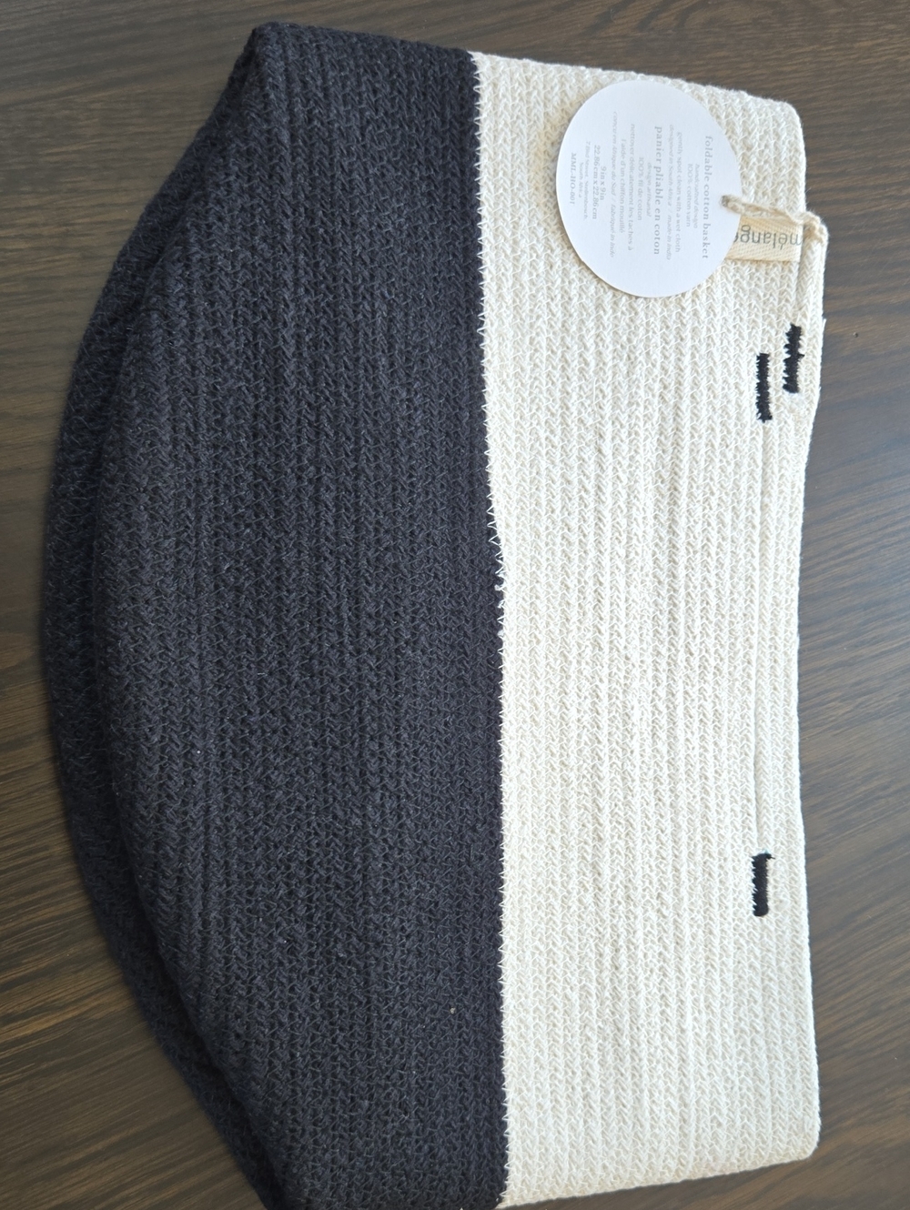 Melange Black and Cream Foldable Storage Basket